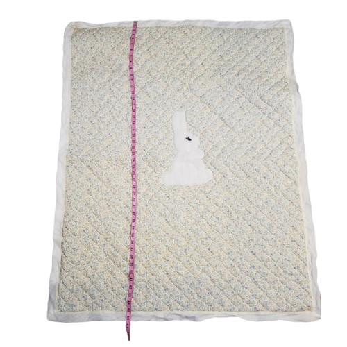 Quilted Baby Blanket Handmade Multi-colored Floral 1985 Vintage 46 x 36 Inches - Picture 5 of 9