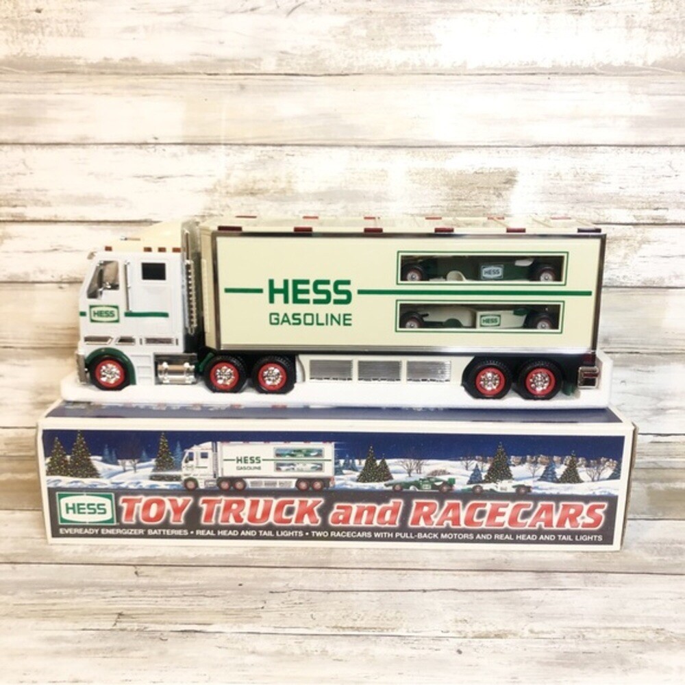 2003 Vintage Hess Toy Truck and Race Cars (TESTED AND WORKING)