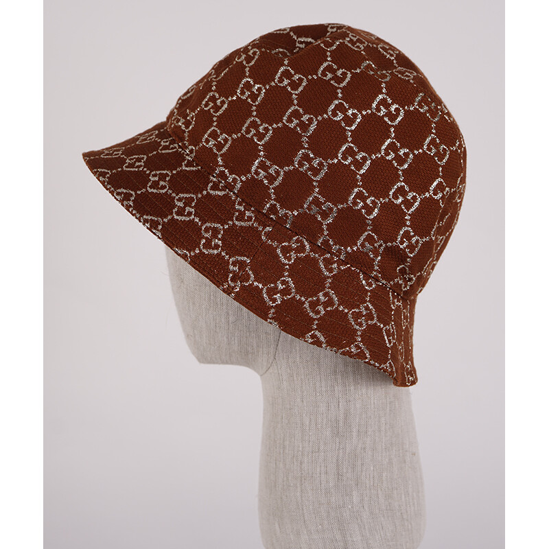 M NEW $590 GUCCI Rust Brown PALE GOLD GG LOGO LAME Wool Blend