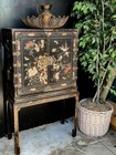 Antique Asian Chinese Chinoiserie Cabinet/Armoire Bar on Stand 58” tall