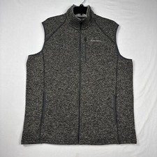 Eddie Bauer Vest Full Zip Men's Large Heathered Gray Mockneck Fleece Pockets