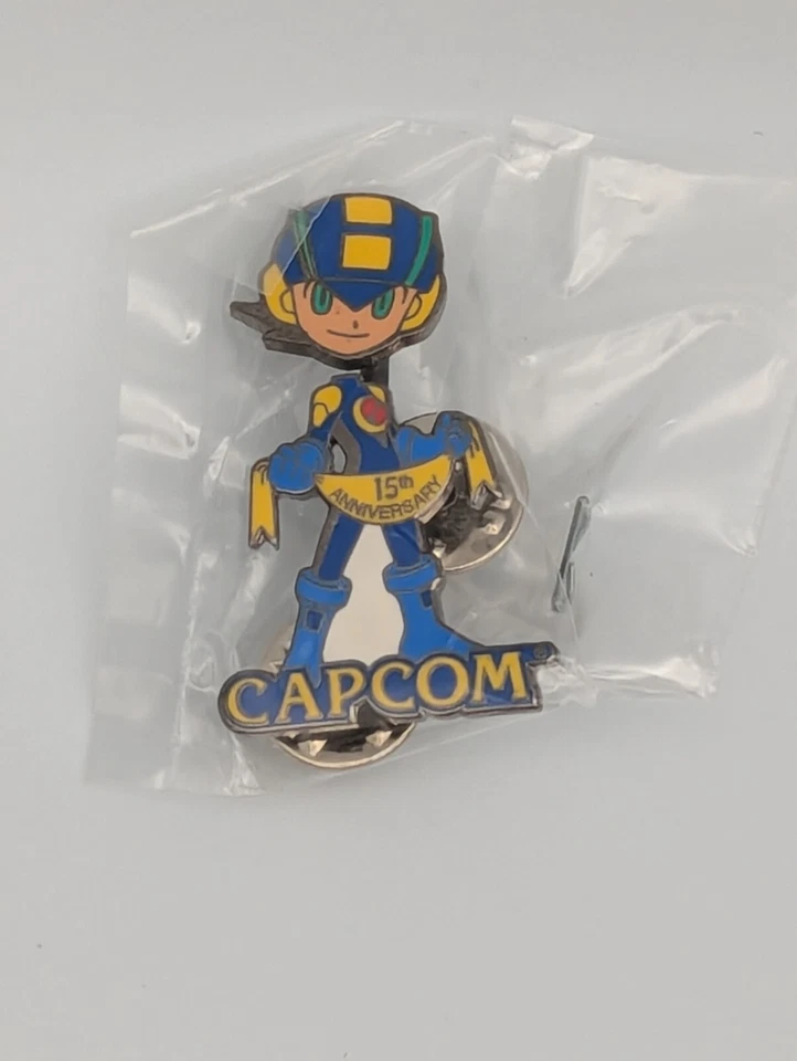Capcom Mega Man 15th Anniversary Bobblehead Enamel Lapel Pin E3 2002 Promo - Image 2 of 4