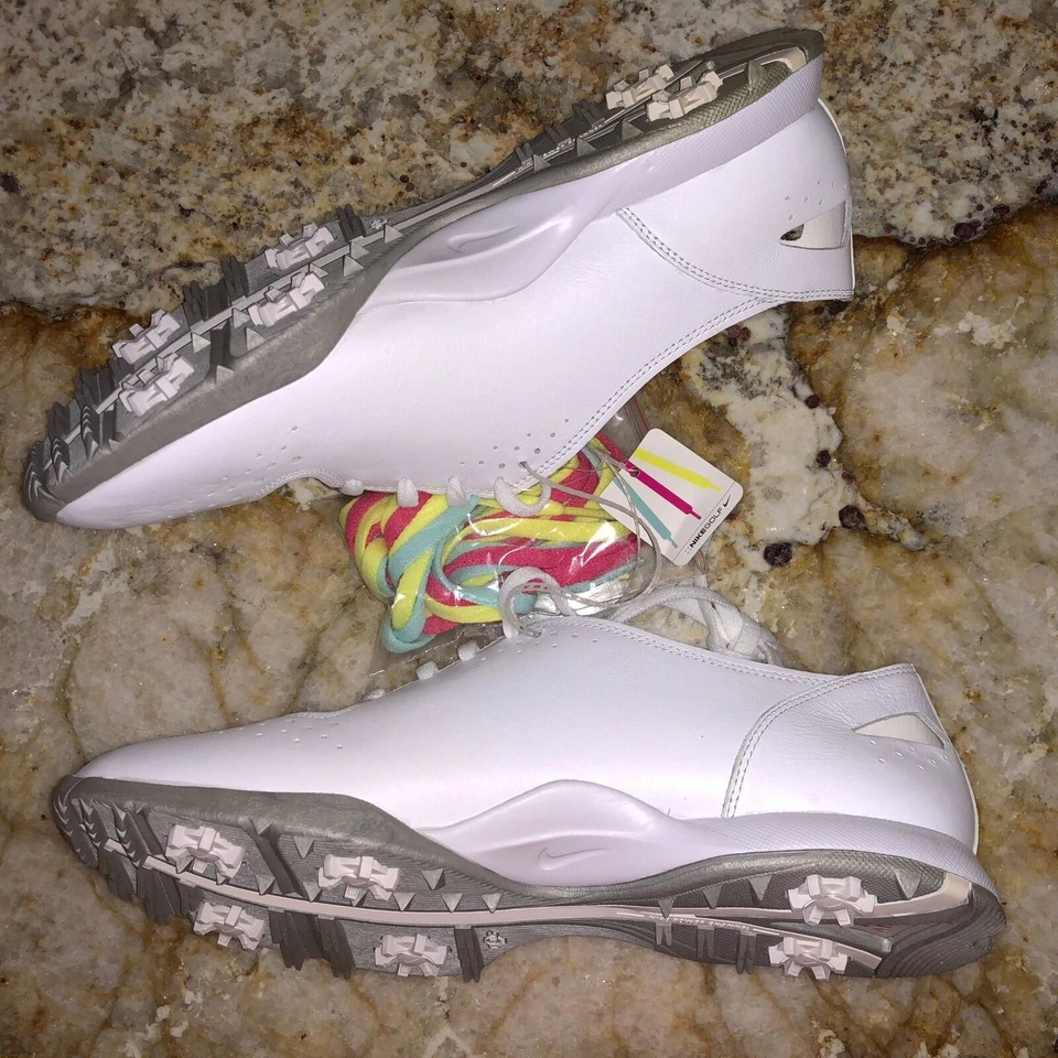 NIKE Air Verano Encaje Damas Zapatos de Golf Blanco Gris 4 Cordones NUEVO Mujer 9w 10 Foto 3 de 4