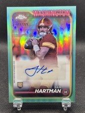 2024 Topps Chrome Sam Hartman Aqua Refractor Auto /199 Chrome Base Variation