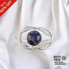 Valentines Sale 925 Silver Sodalite Stone Anniversary Daughter Band Unique Ring