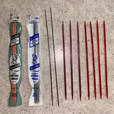 17 Vtg Double Point Knitting Needles Susan Bates Silvalume Luxite Various Sizes