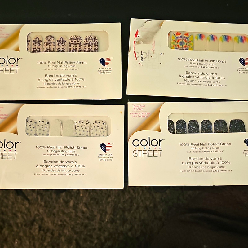 Color Street Nail Polish Strips Lot of 4, 16 Strips Each, Glitter Multicolor