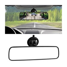 9.8'' Car Rear View Mirror with Suction Cup, Anti Glare Adjustable Auto Black
