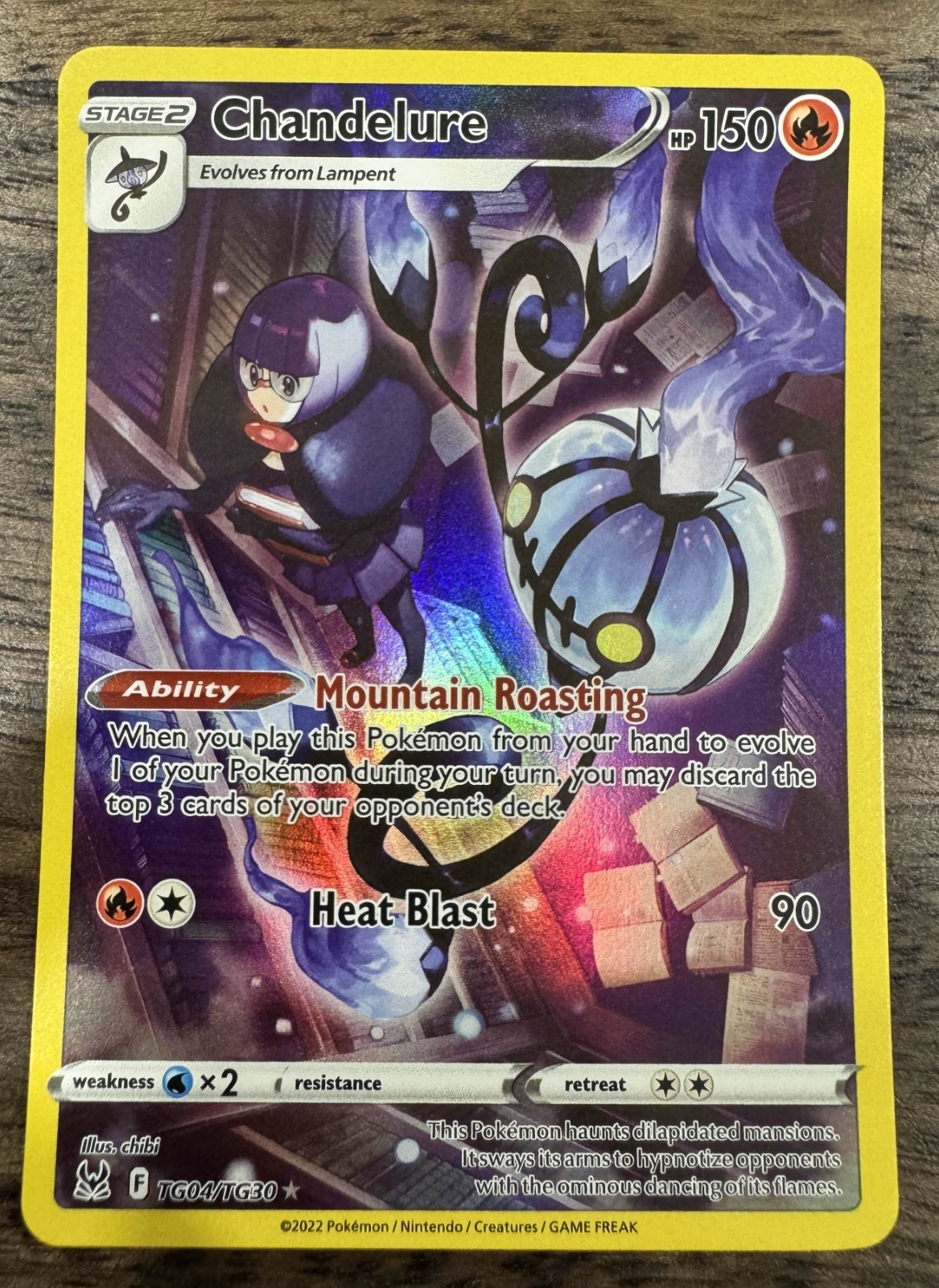 Chandelure TG04/TG30 Trainer Gallery – NM Lost Origin Pokemon Card