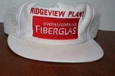 Vintage Owens Corning Fiberglass Ridgeview Plant Mesh Hat Cap Snap Back Made USA