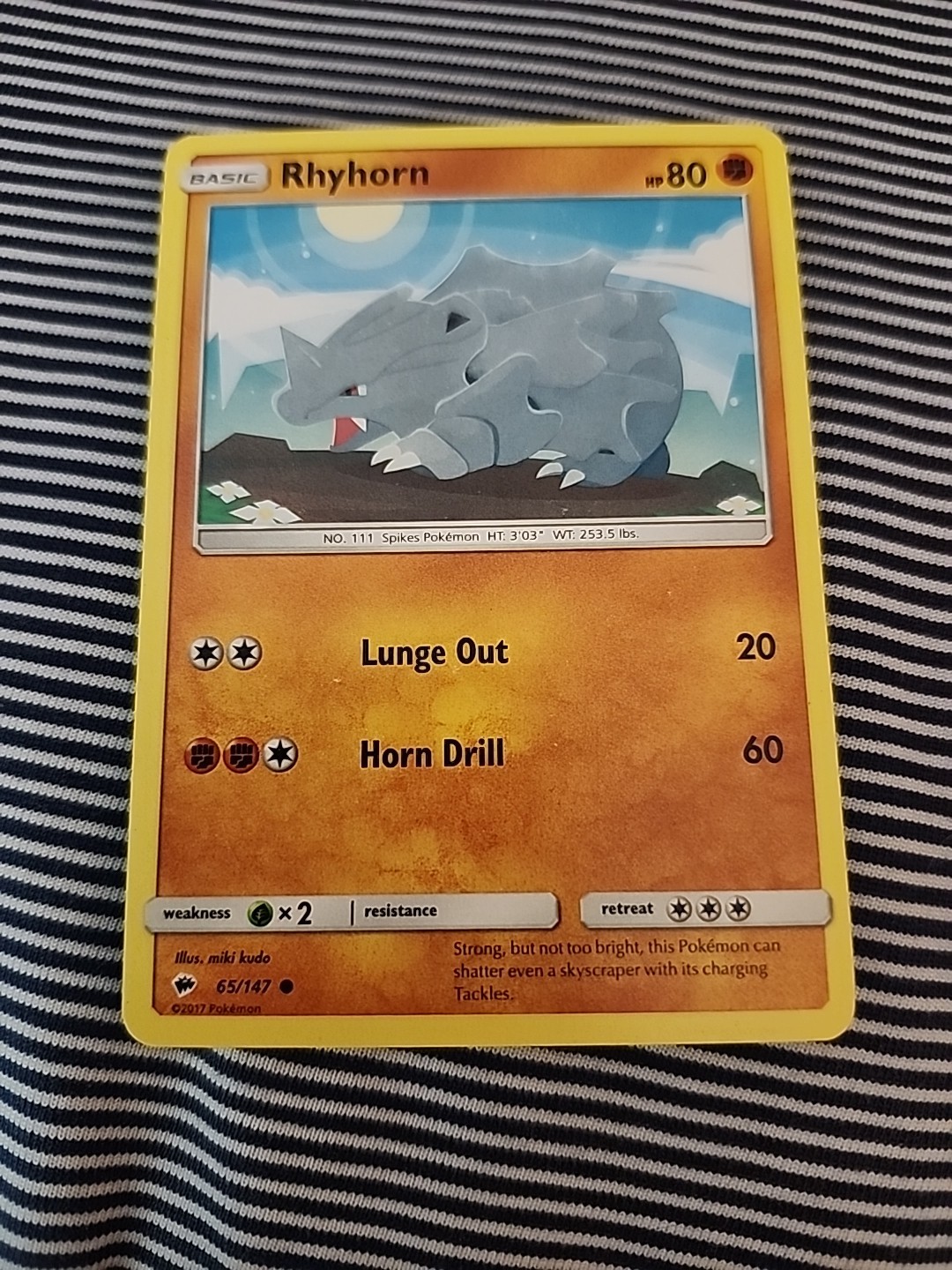 Pokemon TCG Rhyhorn 65/147 Burning Shadows Regular