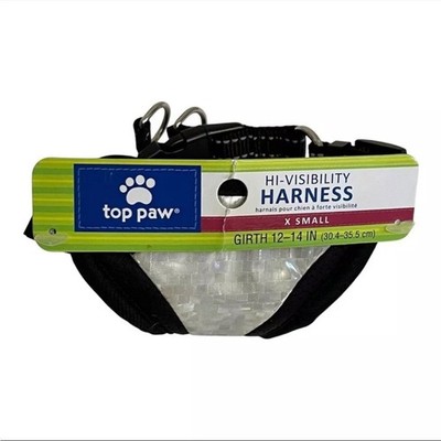 TOP PAW Comfort Dog Harness Hi-Visibility Reflective X-Small 12-14'' White &Black
