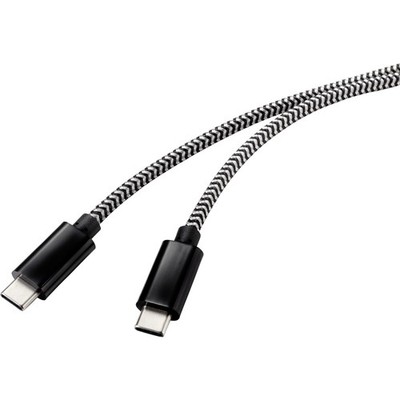 Renkforce USB-Kabel  USB 2.0 USB-C  Stecker, USB-C  Stecker 3.00 m Schwarz/We...