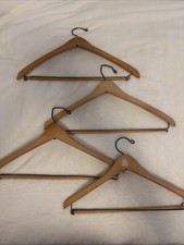 Lot of 4 Wooden Suit Hangers Moveable Bar