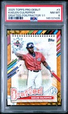 2025 TOPPS PRO DEBUT DRAFTED FOILFRACTOR 1/1 #3 KAELEN CULPEPPER 1/1 PSA 8
