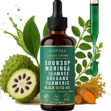 Soursop Pure Liquid Drops 10 in 1 with Sea Moss, Moringa, Turmeric, Black Seed