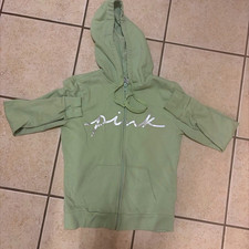 PINK Green 2-Pc Tracksuit Set Full Zip Hooded Logo Jogger Pants Size S