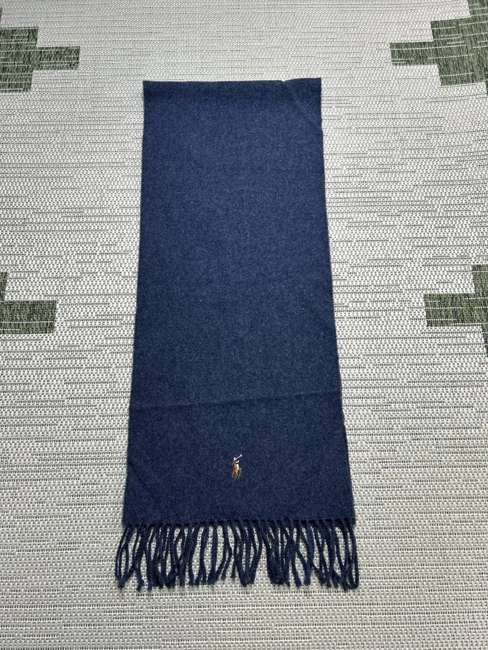 Polo Ralph Lauren Scarf Mens 12x57 Blue Cashmere Blend Knit *