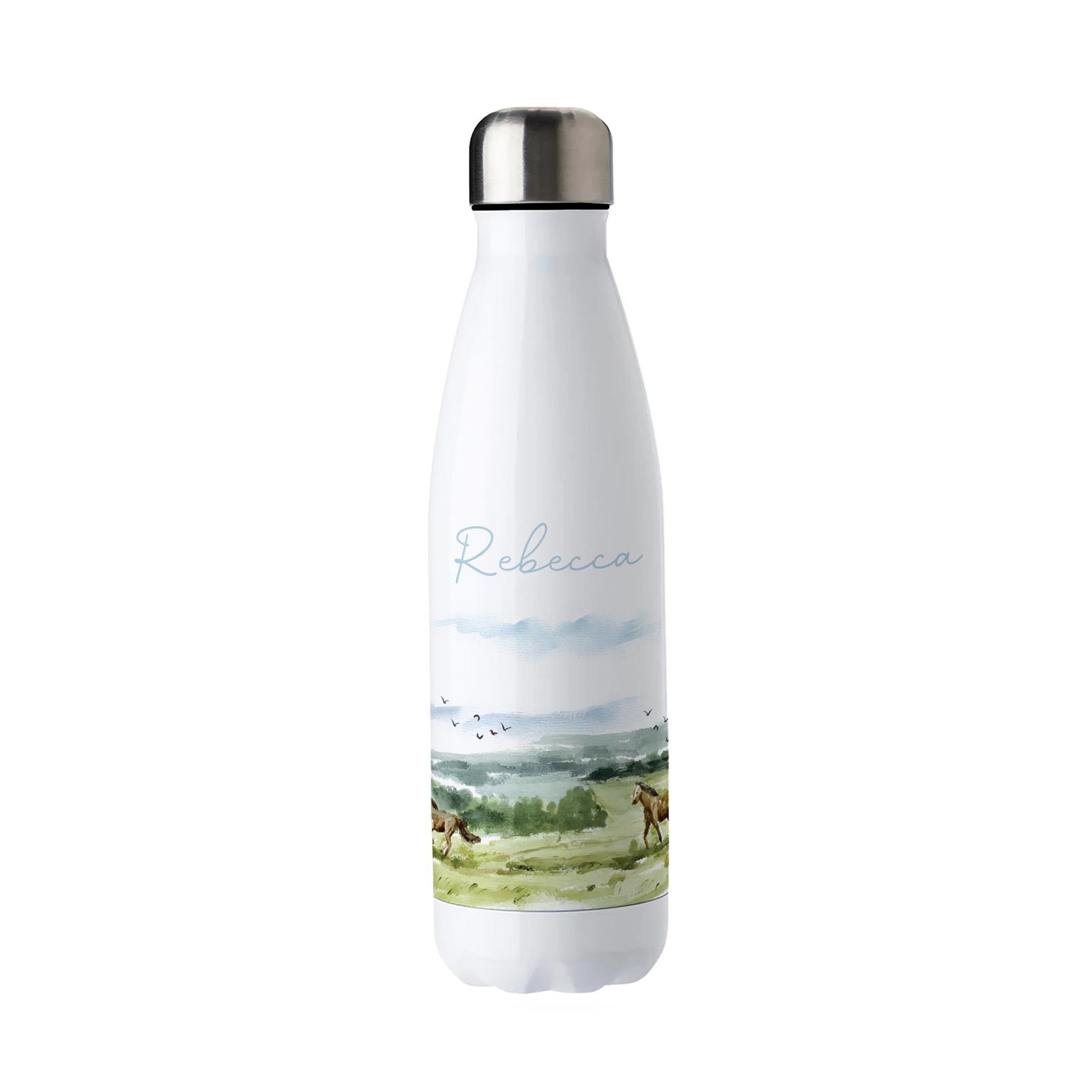 Wild Horses Personalised Water Bottle - 500ml Metal Drinks Bottle Horse Gifts