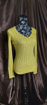 Vintage American Eagle V-Neck Summer Sweater Jumper Fitted Extra Long Stretch
