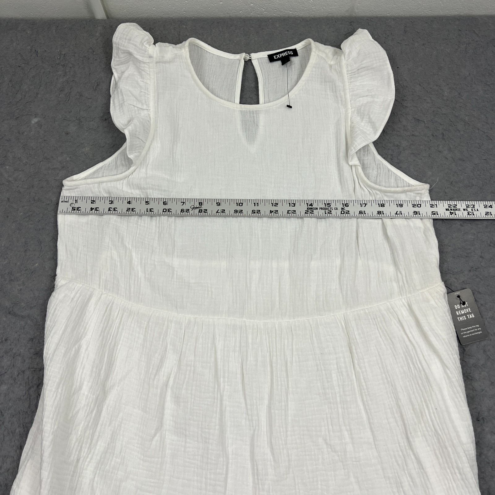 NEW Express Maxi Dress Women's XL White Airy Gauze Tiered Cap Sleeve Layered