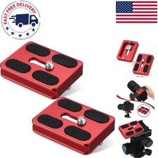 Aluminum Quick Release Tripod Plates  2 pcs with Non-Slip Design - Red