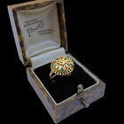 1.5 Antique Vintage Deco 18k Gold Filled Sterling Silver Enamel Band Ring S 5.25