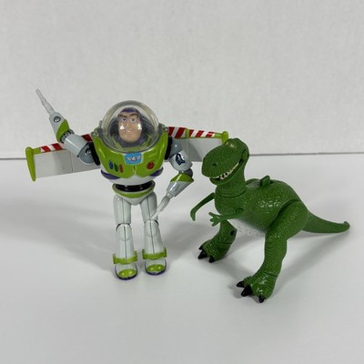 Toy Story Buzz Lightyear & Rex Action Figures Thinkway Disney Pixar Lot Set