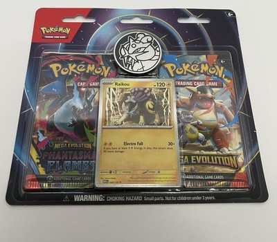 Pokemon TCG Phantasmal Flames & Mega Evolution 2 Pack Blister Raikou Promo Coin