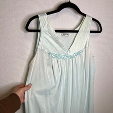 Vanity Fair Vintage VTG Light Blue Lace Trim Nightgown Sleep Dress Womens Medium
