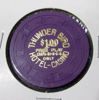 THUNDERBIRD HOTEL CASINO $1.00 FREE PLAY NCV gaming poker chip Las Vegas NV