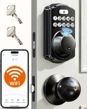 WiFi Fingerprint Smart Lock Deadbolt Keypad Alexa Google Matte Black - Brand New