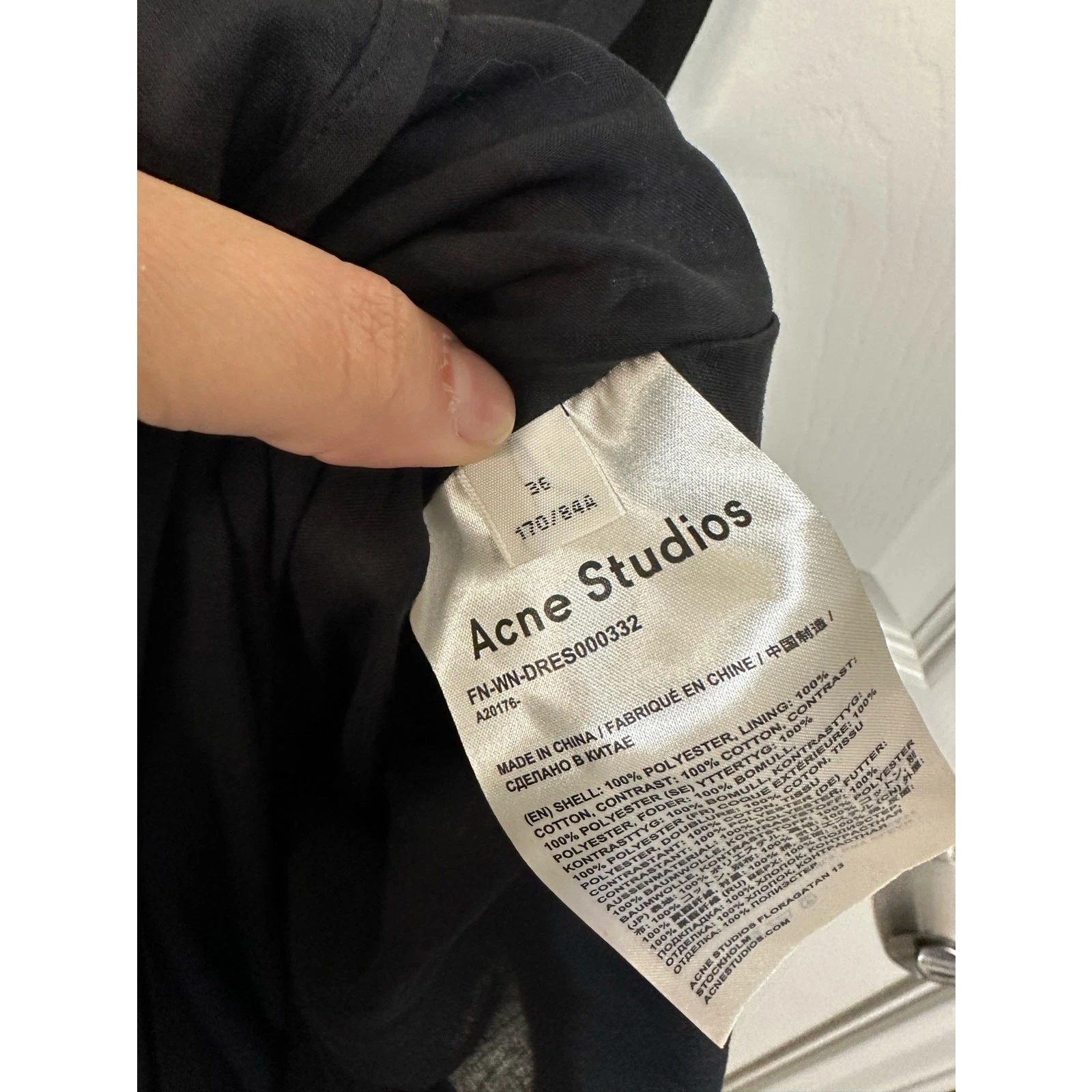 Abito nero ACNE STUDIOS bias cut patchwork Y2K taglia 36 NUOVO $630