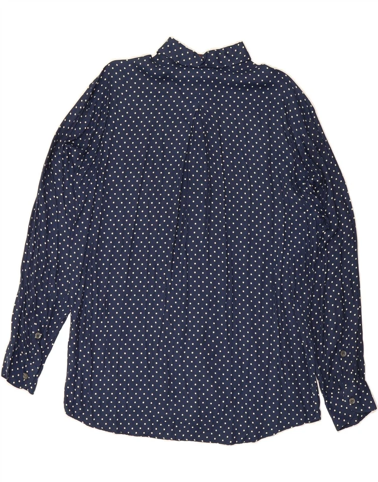 XACUS Mens Shirt Large Navy Blue Spotted Rayon BC06 - Image 2 of 3