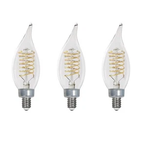 EcoSmart 60W LED Candelabra Light Bulbs E12 Fine Bendy Edison Daylight 3 Pack