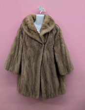 Joseph Magnin Mink Fur Shawl Collar Women's Mid Length Coat Brown