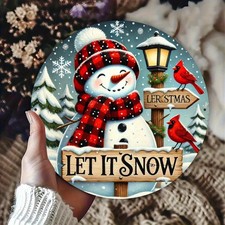 Snowman Aluminum Let It Snow Winter Tin Metal Signs Home D cor 8x8