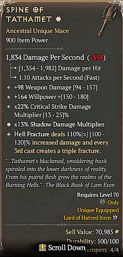 🔥 Diablo 4 Season 13 🔥SPINE OF TATHAMET  1GA / 4GA