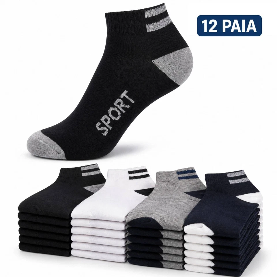 12 Paia Calzini Corti Uomo Donna Cotone Sport Traspiranti Calze Fantasmini 40-46 - Immagine 1 di 1