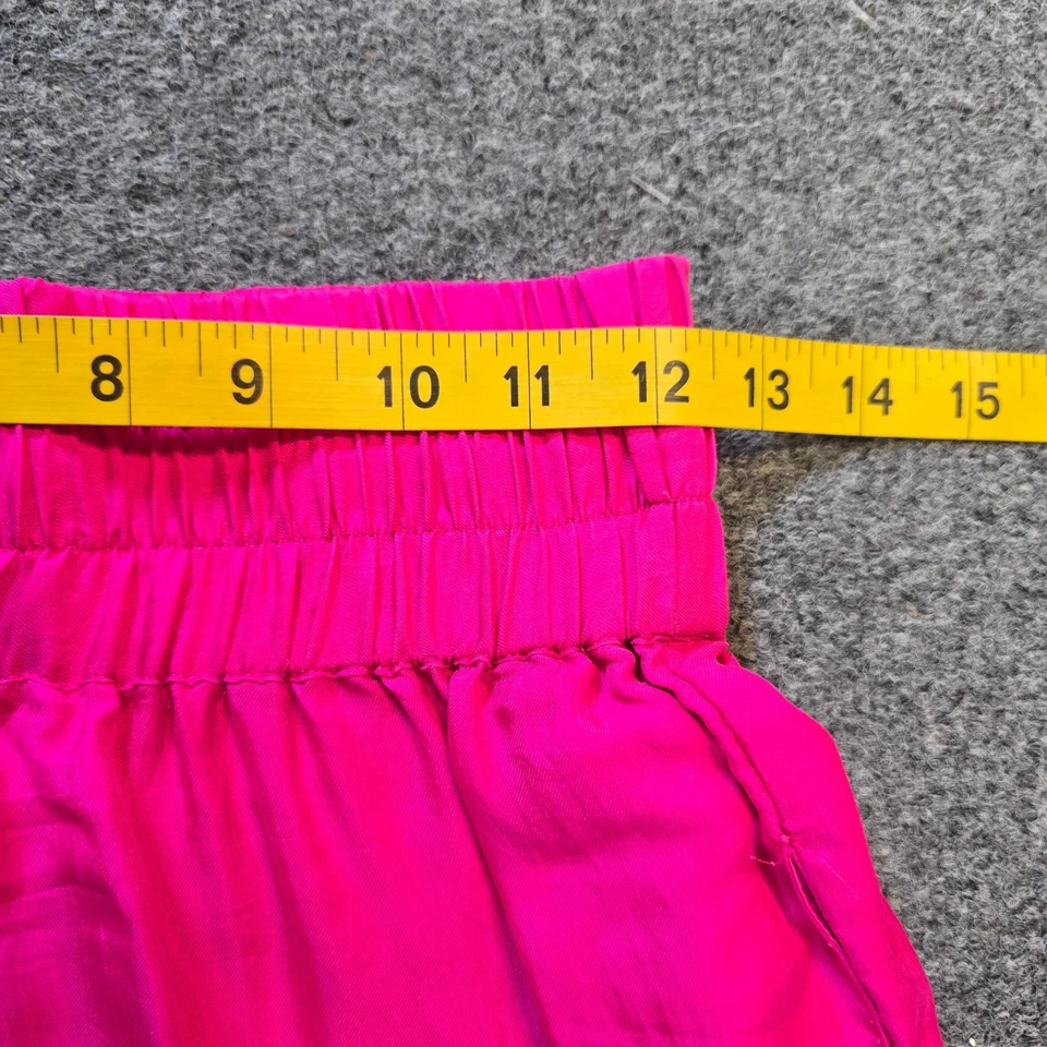 Pantalones Mikado Para Mujer Talla Pequeña Rosa Neón Seda Cónicos Pull On Informales Ligeros Foto 4 de 4