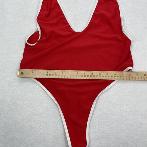 Women's Basic One Piece Open Back Red White Swimsuits Beach Bikini Size XL - Picture 5 of 10
