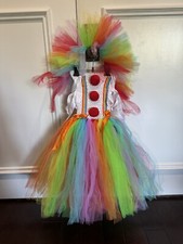 Halloween Costume Cute Clown 4 pc Girls Large 10-12
