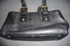 COACH Leather SOHO Satchel Bag ~ $275 Black Top Zip Brass Buckles A0869-11844