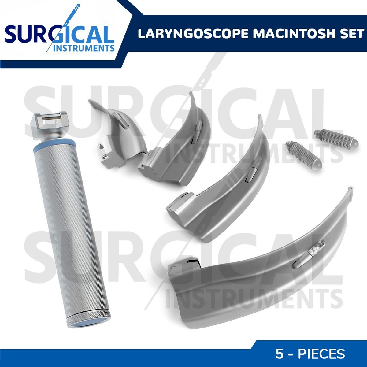 Set Laringoscopio A Fibra Ottica Macintosh Per Anestesia/EMT, Luce Bianca Morbida, MD