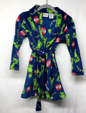 Minecraft Boys Luxe Plush Pajama Robe Graphics EUC Size 6/7 Soft, Gamer