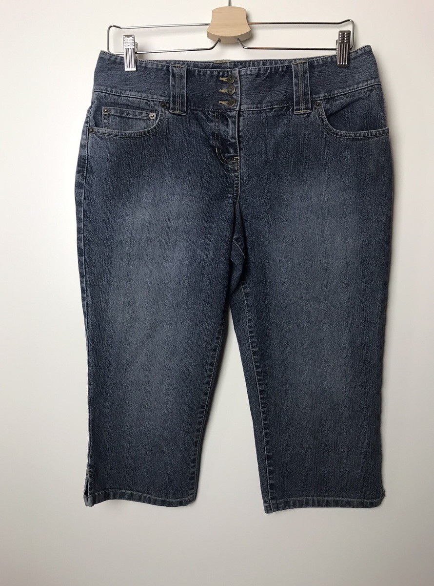 LOFT Petite Stretch Denim Sz 6P Med Wash Designer Fade Capri Jeans