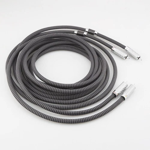 Pair Audiophile HiFi OCC Silver Plated Cable Carbon Fiber RCA Interconnect Cable - Picture 4 of 6