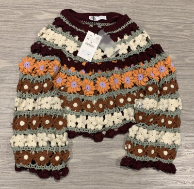BNWT Zara Knit Crochet Sweater Jumper 