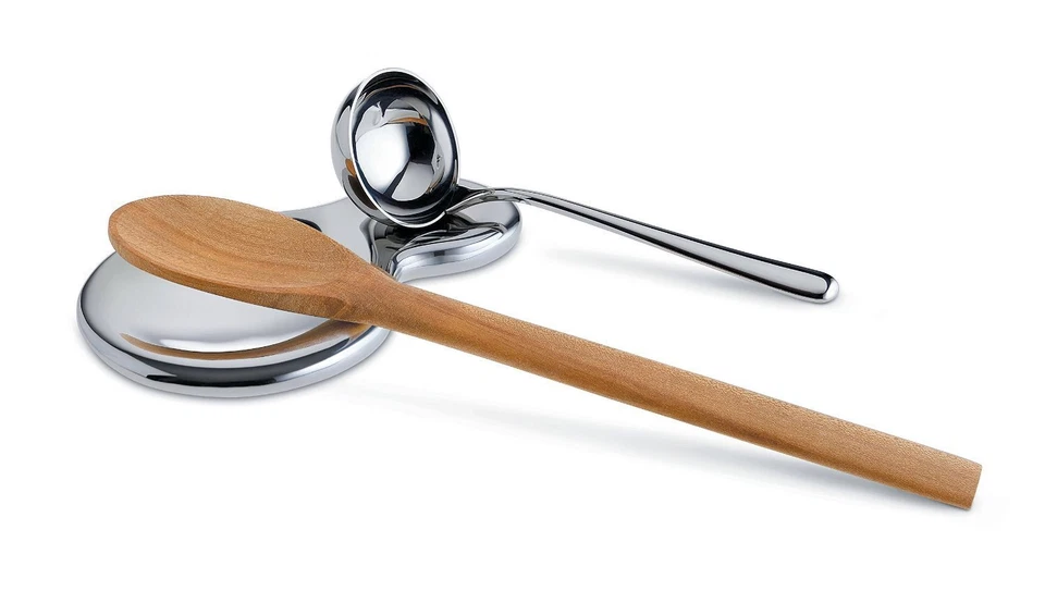 Reposacuchara Alessi "T-1000" en acero inoxidable 18/10 espejo plateado pulido Foto 2 de 4