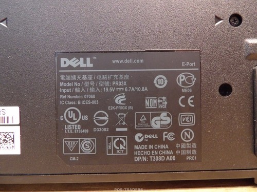 Dell E-Port PR03X Port Replicator Docking Station T308D A06 - EXCLUDING PSU - Afbeelding 8 van 8